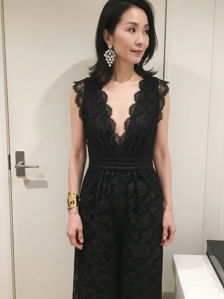 Lace Jumpsuit Styled with Statement Jewelry