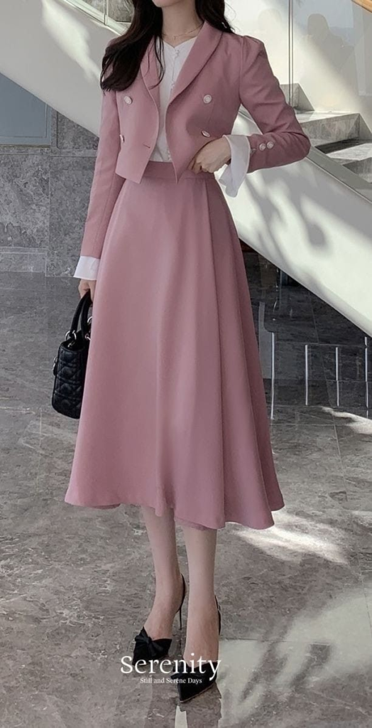 Dusty Rose Cropped Blazer Set