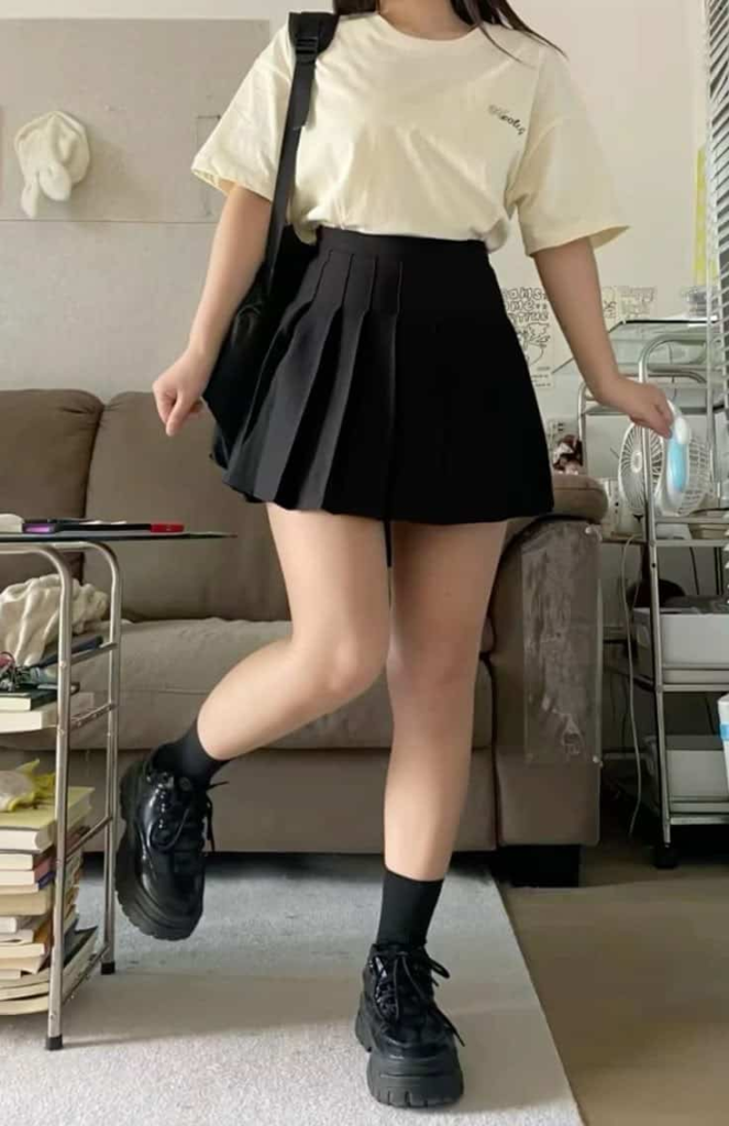 Monochrome Chic with Pleated Mini