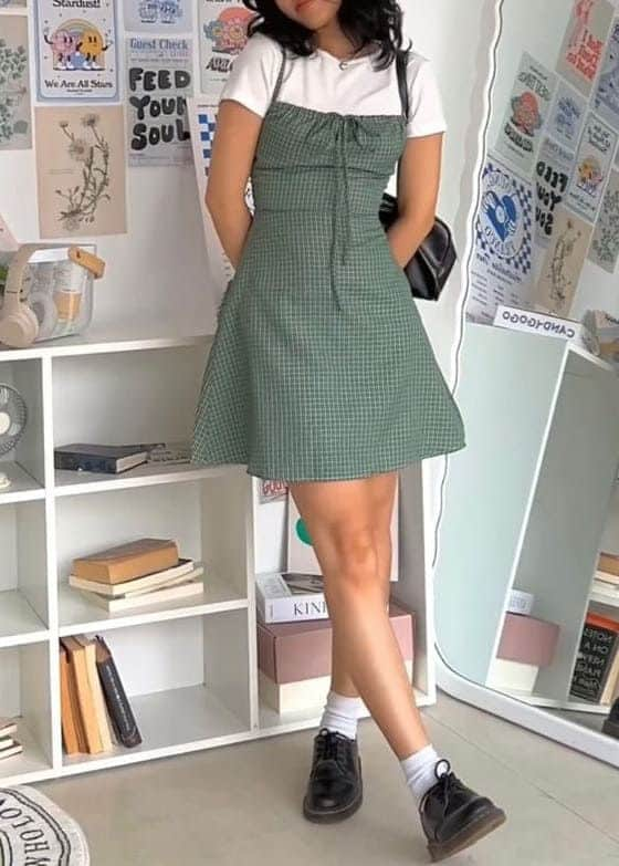 Vintage-Inspired Gingham Pinafore Dress