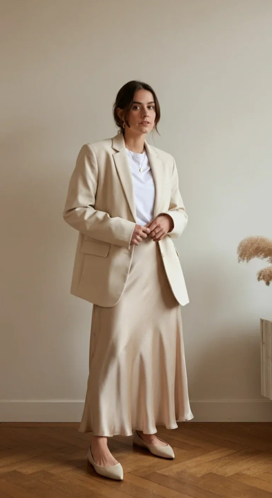 Oversized Blazer and Silk Maxi