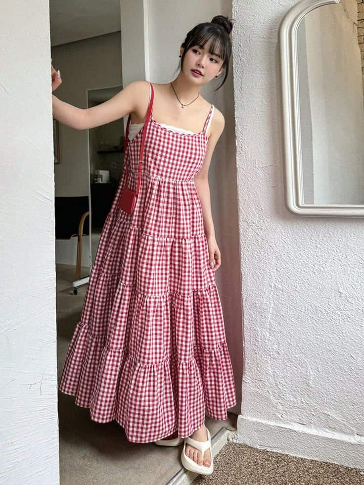 Gingham Tiered Maxi Dress