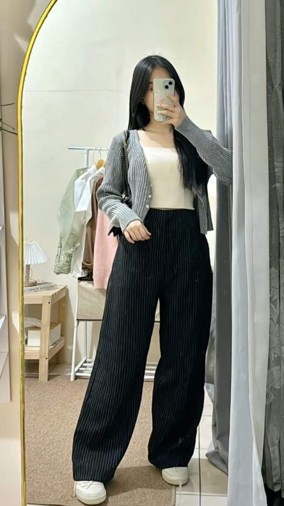 Chic Cardigan and Wide-Leg Trousers