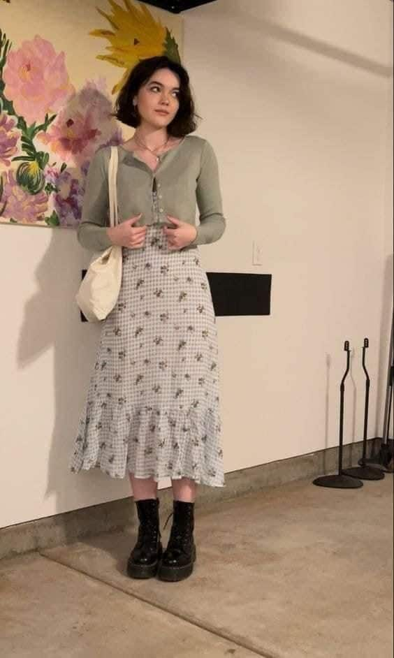 Cardigan and Floral Midi Dress Combo