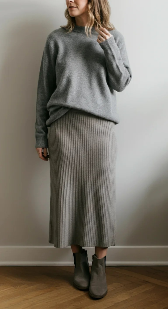 Cashmere Sweater and Knit Maxi