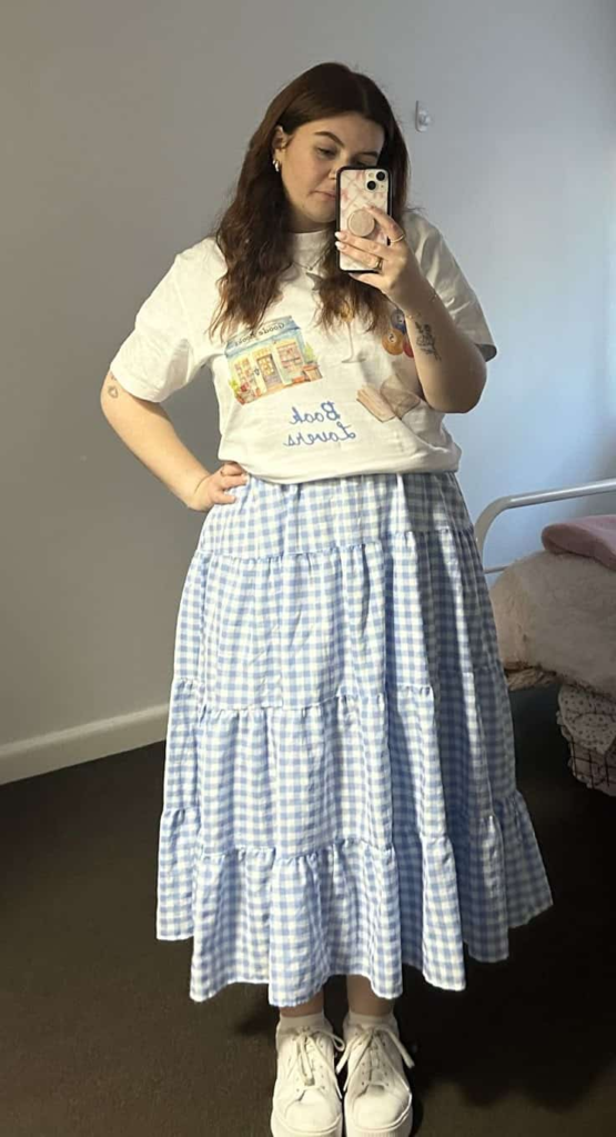Whimsical Tee and Gingham Skirt Combo