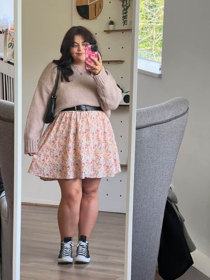 Cozy Sweater and Floral Skirt Combo