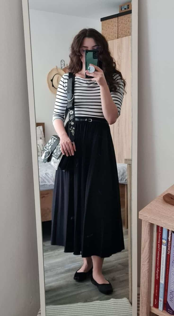 Classic Stripes and Flowing Skirt