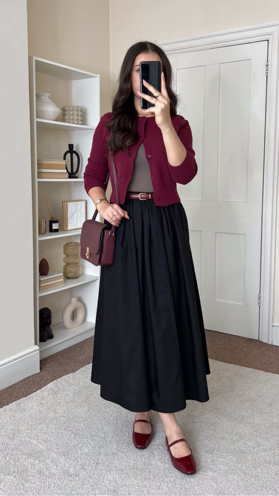 Burgundy Chic Meets Classic Black