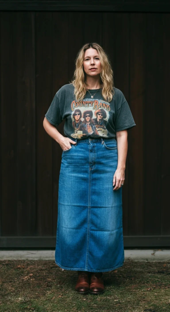 Band Tee and Maxi Skirt