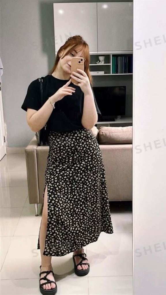 Classic Tee and Floral Maxi Skirt