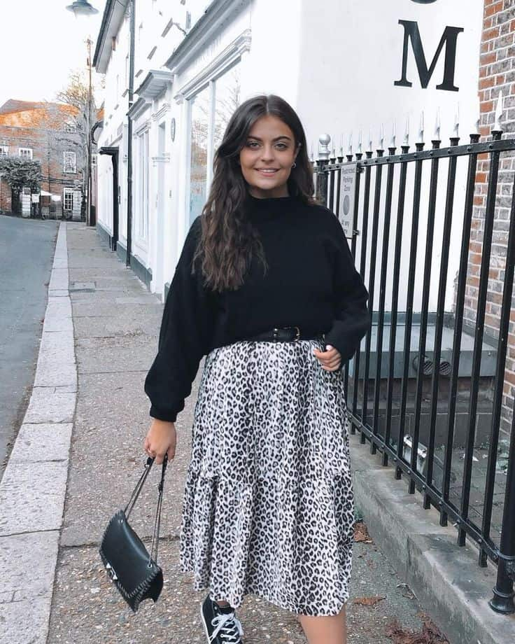Chic Leopard Skirt and Sweater Combo