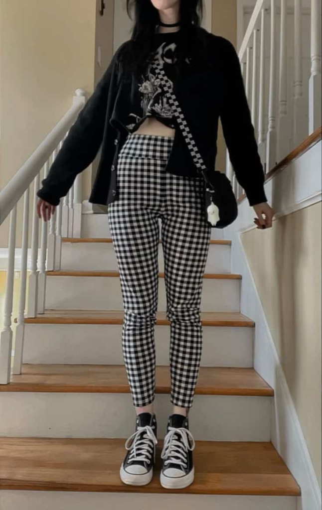 Gingham Chic with Edgy Accents