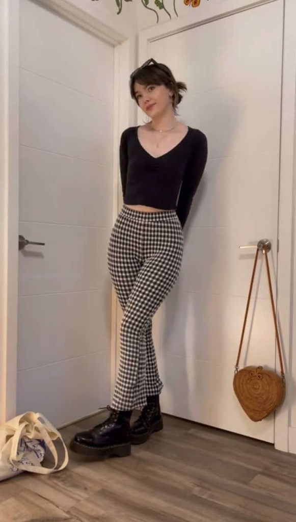 Chic Gingham and Combat Boots