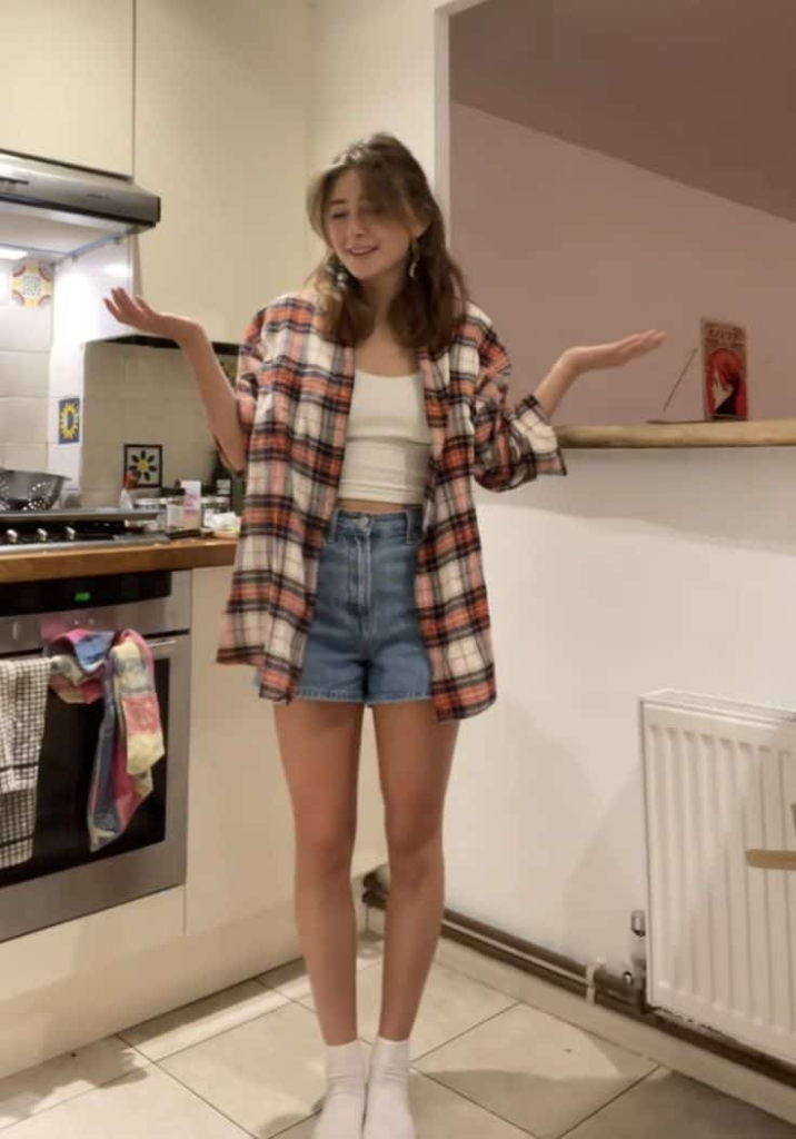 Oversized Plaid and Crop Top Combo