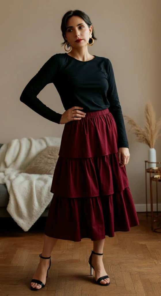 Tiered Midi with Fitted Top