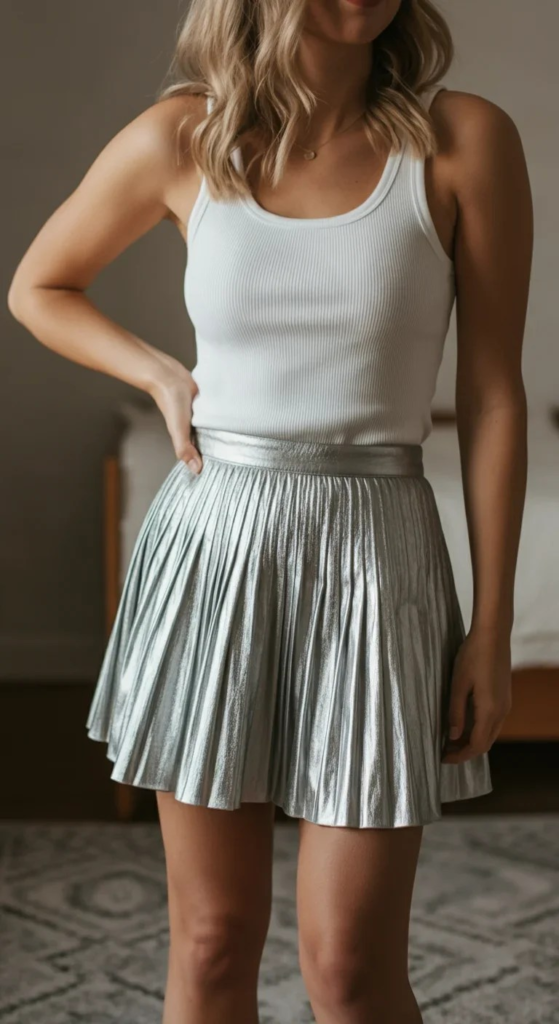 Ribbed Tank and Metallic Mini