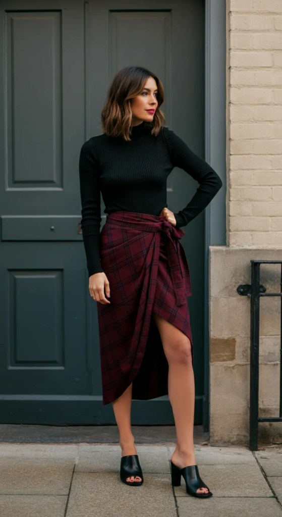 Ribbed Top and Wrapped Plaid