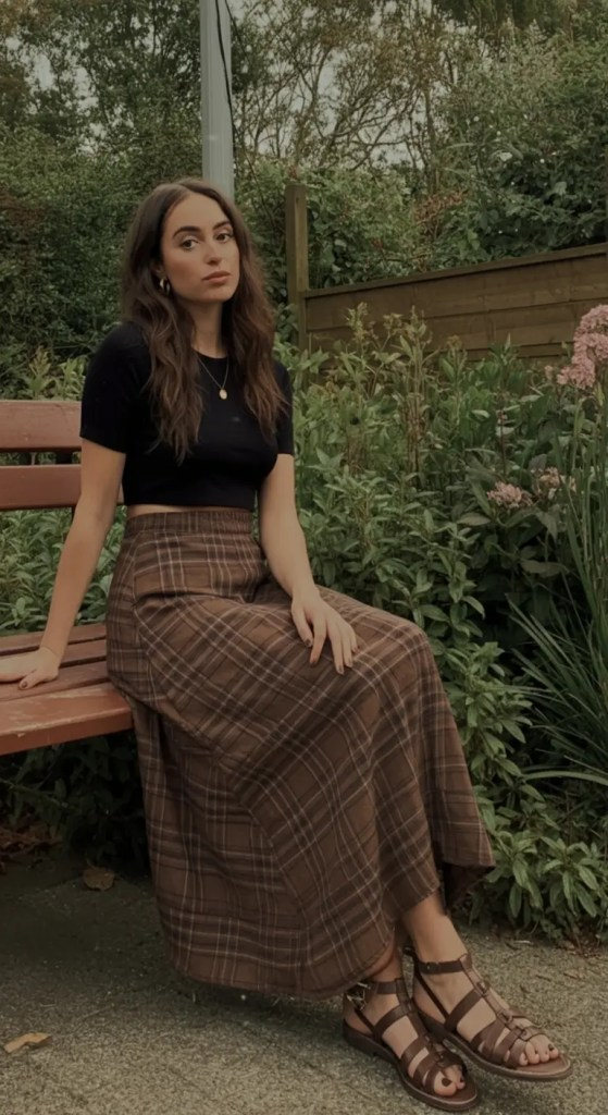 Crop Top and High-Waisted Plaid