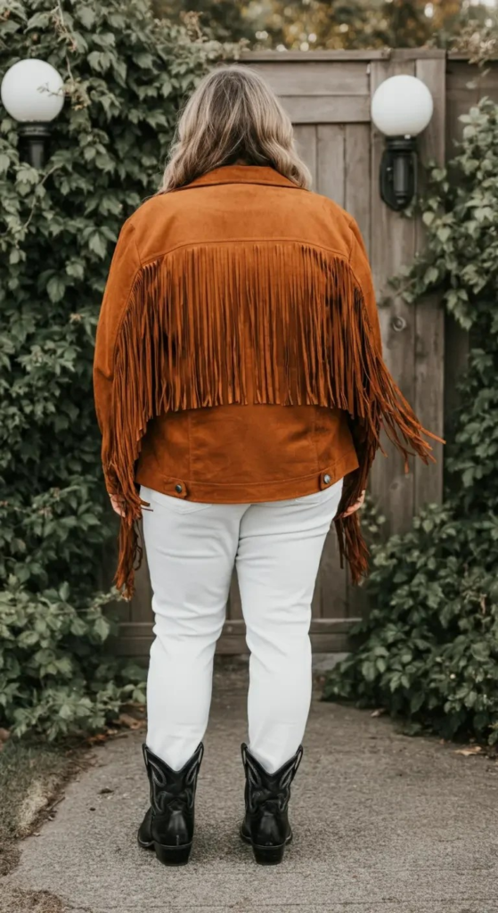 Suede Fringe Jacket and White Denim