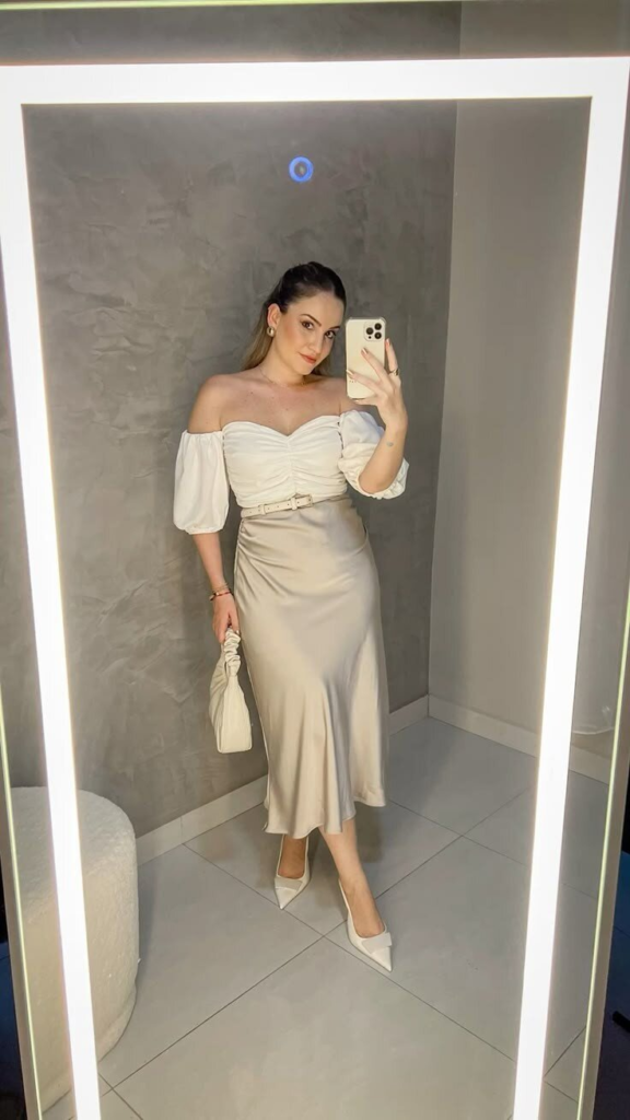 Cream Satin Midi for Elegant Evenings