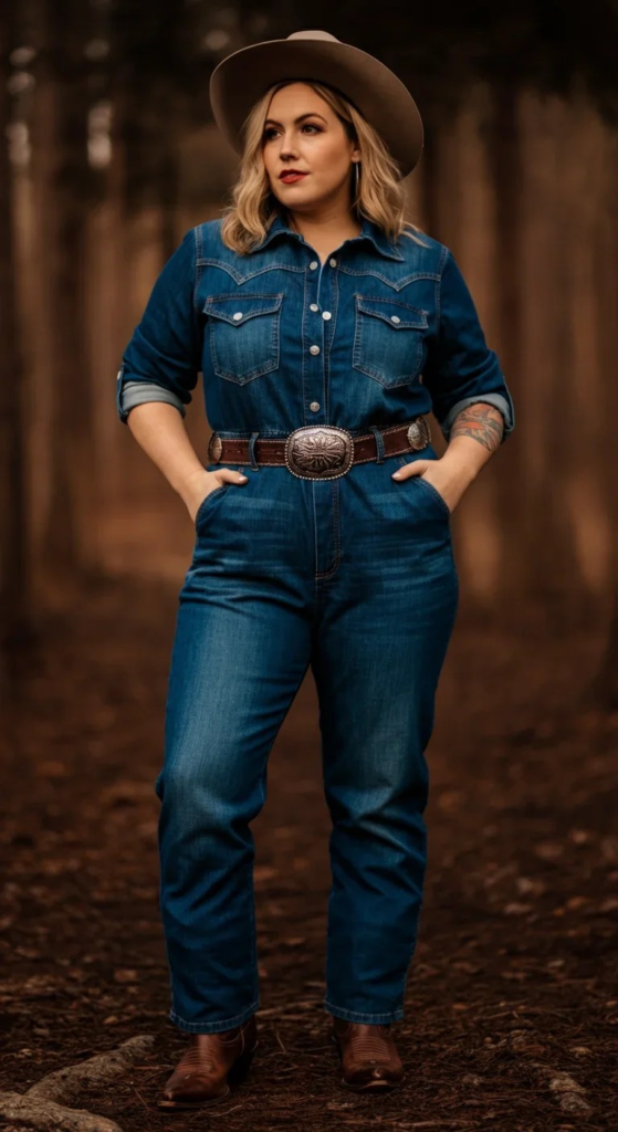 Western Jumpsuit with Concho Belt