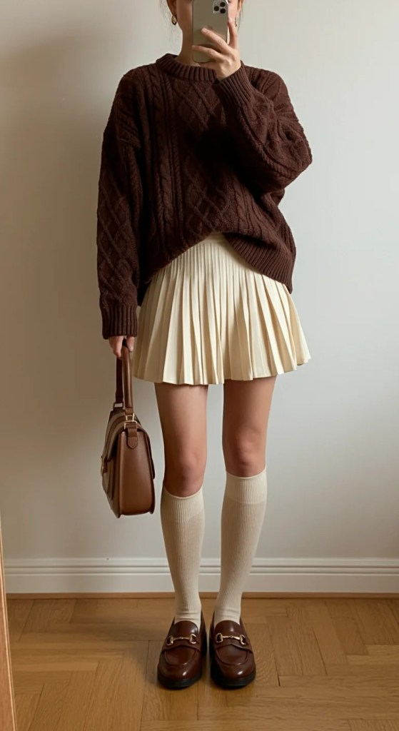 Oversized Sweater and Tennis Skirt Combo