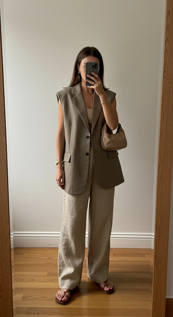 Oversized Vest and Wide-Leg Trousers