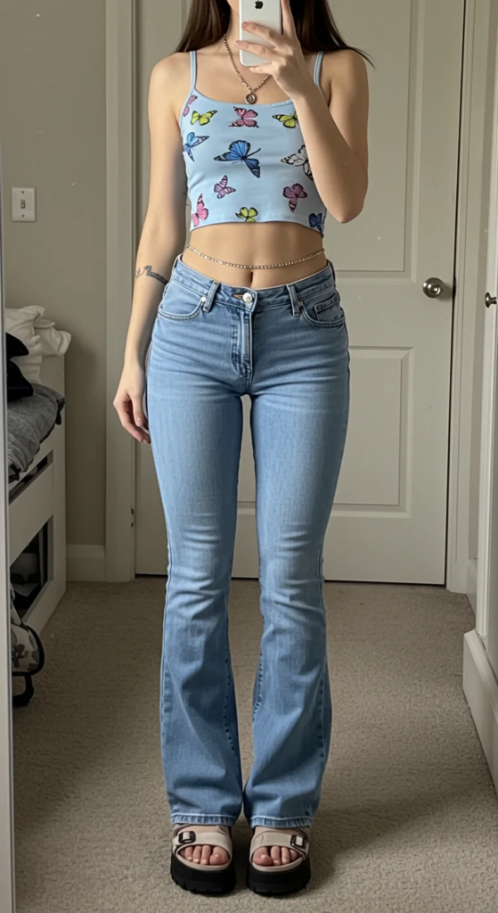 Crop Top and Low-Rise Jeans Combo