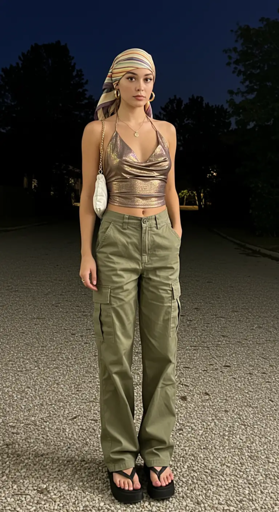 Halter Neck Top and Cargo Pants