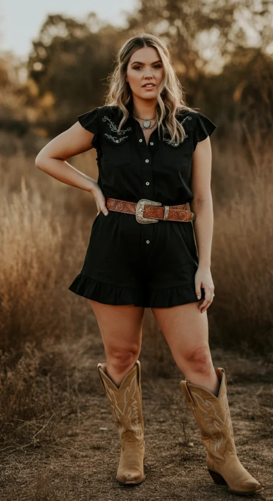 Ruffled Western Romper