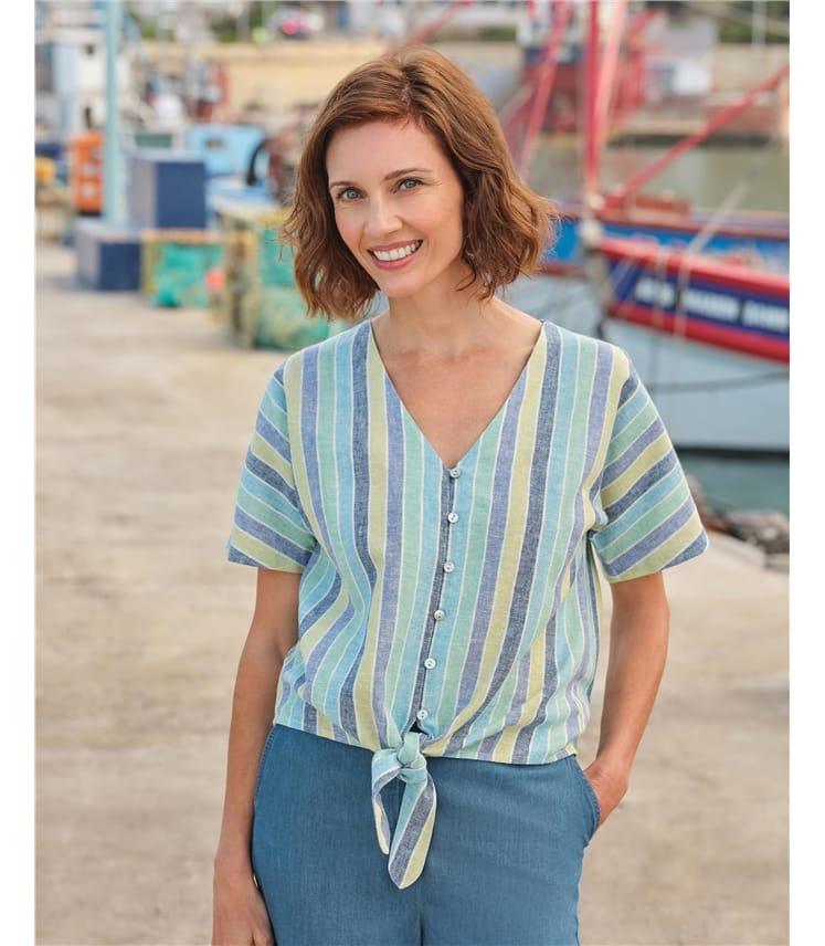 Tie-Front Blouse and Linen Culottes