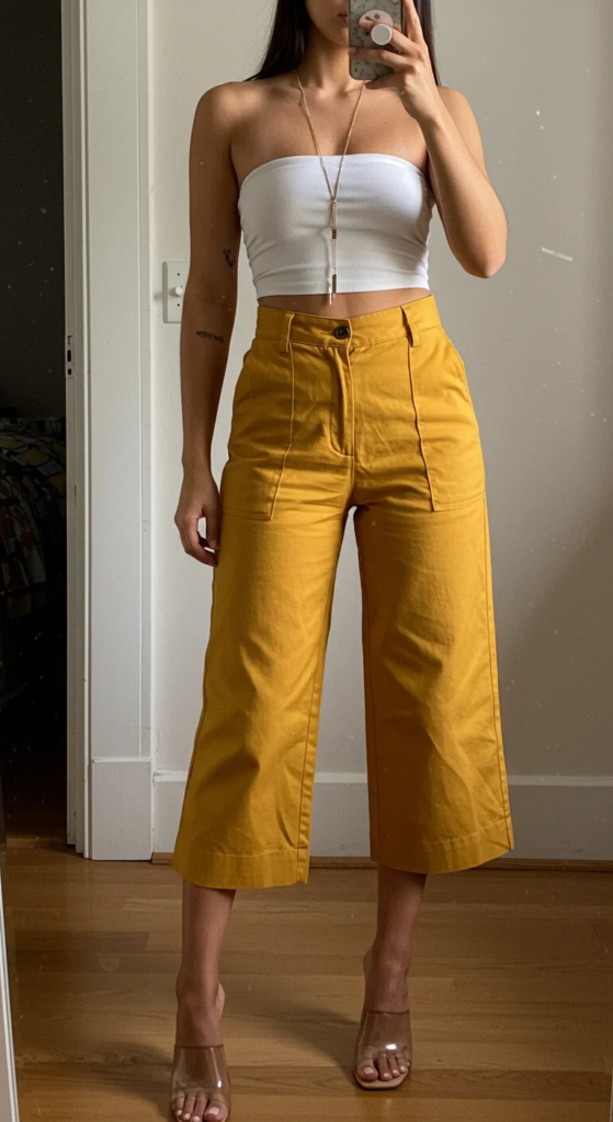 Cropped Wide-Leg Pants and Bandeau Top