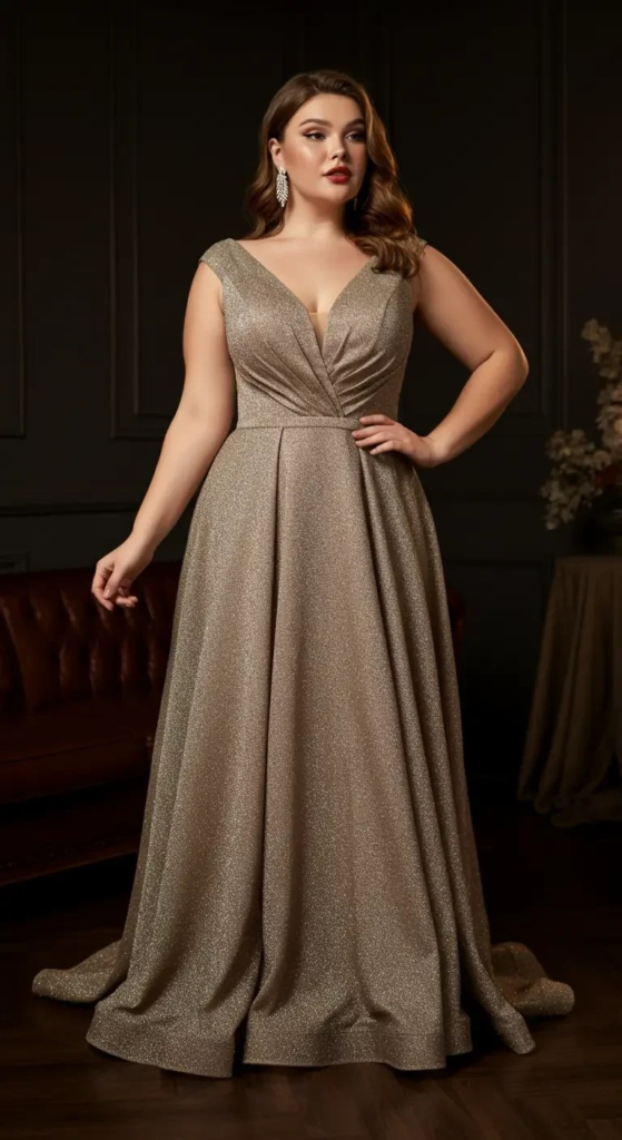 Champagne Glitter Trumpet Gown