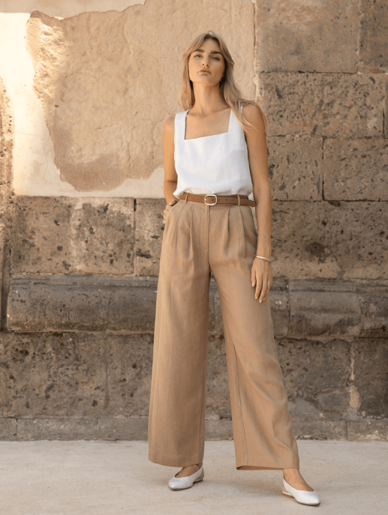 Wide-Leg Linen Pants and Crop Top
