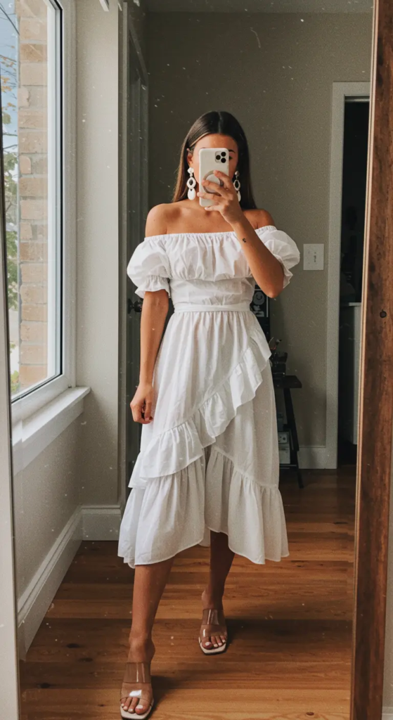  Off-Shoulder Ruffle Dress