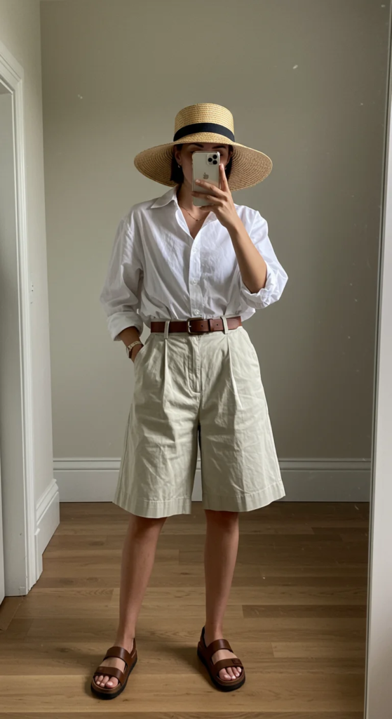 Oversized Button-Down and Tailored Bermuda Shorts