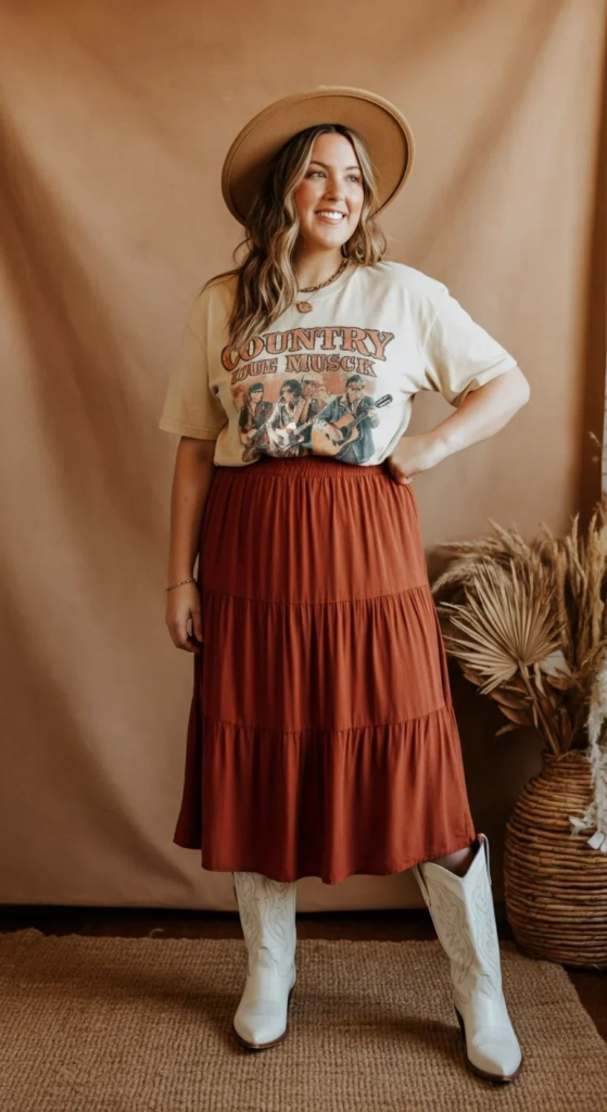 Graphic Tee and Tiered Skirt