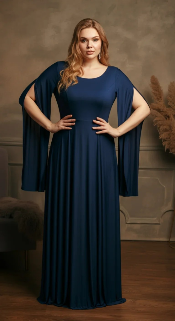 Midnight Blue Jersey with Cape Sleeves