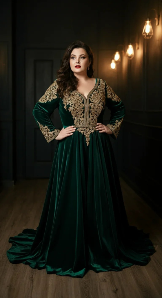 Forest Green Velvet with Gold Accents