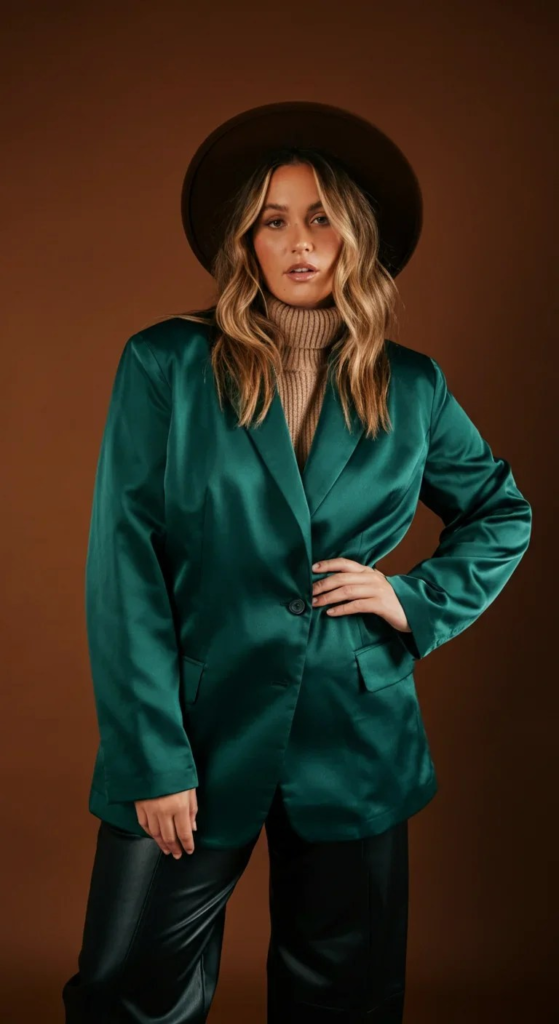 Satin Blazer and Leather Pants