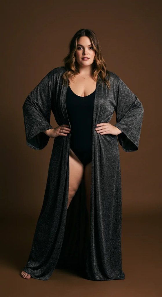 Glitter Maxi Kimono and Bodysuit