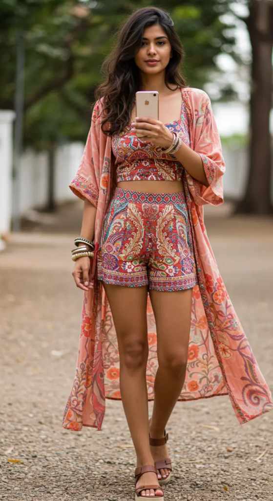 Matching Print Set with Kimono