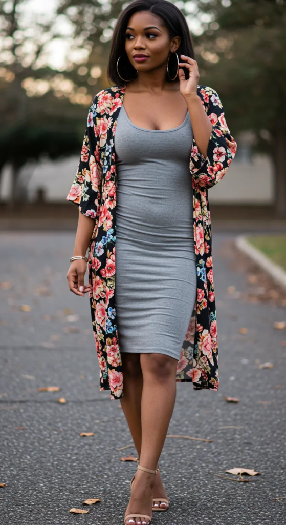 Bodycon Dress and Kimono