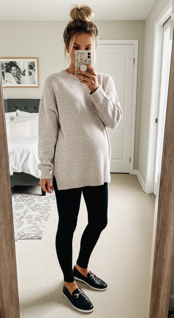Maternity Leggings and Oversized Sweater