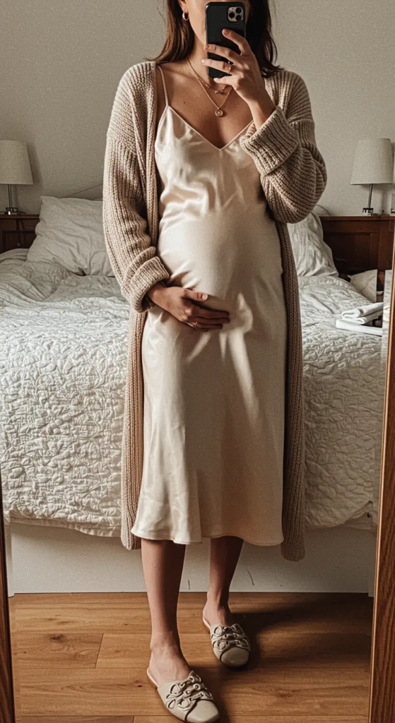 Maternity Slip Dress and Cardigan
