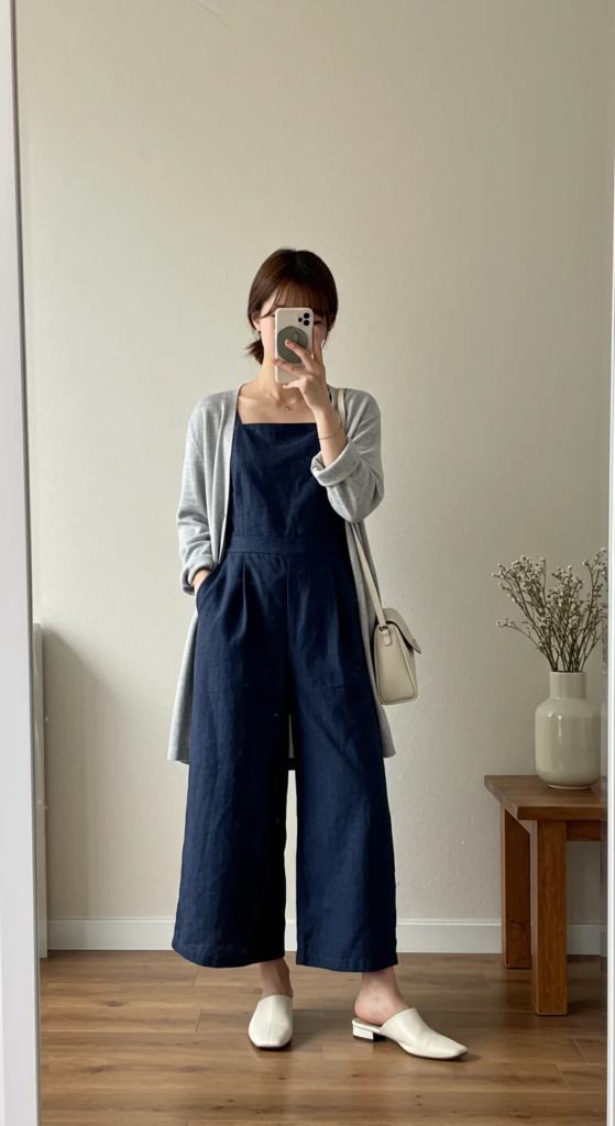 Sleeveless Jumpsuit with Light Cardigan