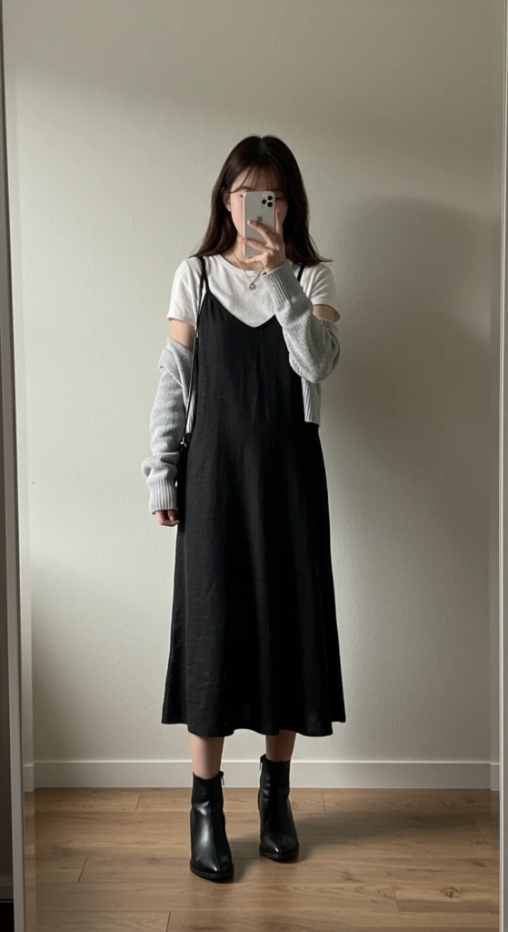 Layered Tank Dress and Cropped Cardigan