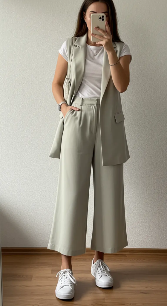 Culottes and Sleeveless Blazer