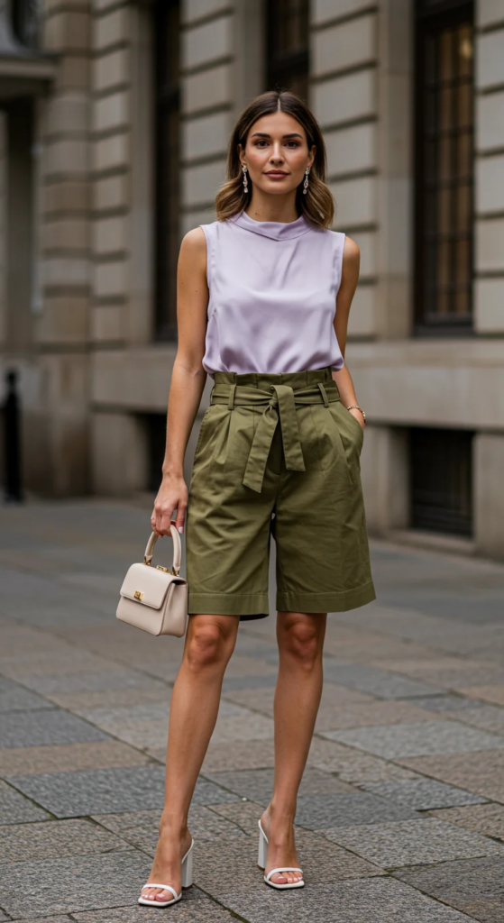 Sleeveless Blouse and Bermuda Shorts